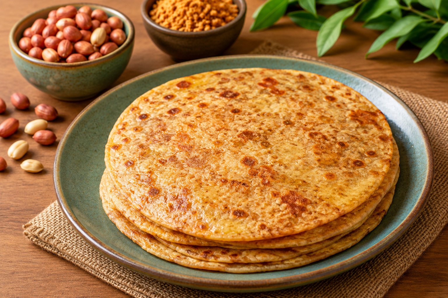 Peanut Stuffed Sweet Flatbread (Peanut Holige / Peanut Obbattu)